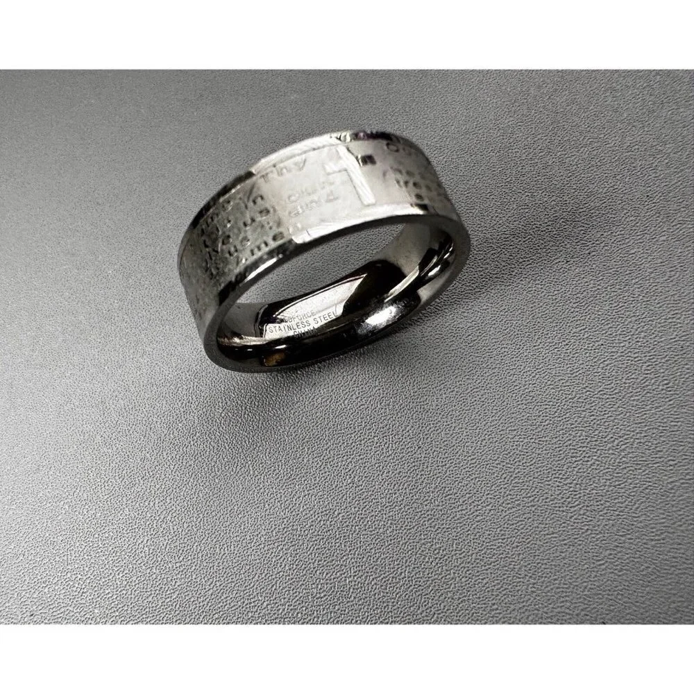 Cross Crucifix With Etched Edge INRI and  - stainless steel cross ring LUX - 10V - Picture 3 of 5
